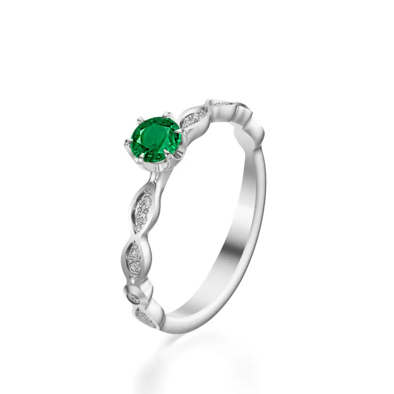 Pierścionek z białego złota ze szmaragdem AJPZ_038 Pierścionek z białego złota ze szmaragdem AJPZ_038